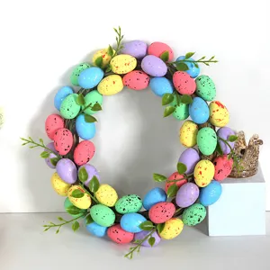 Easter egg wreath colorful hanging decoration for spring home party wall door display