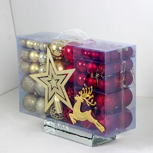 102 Stk Christbaumkugeln Set in transparenter PVC Griffbox fur Weihnachtsbaum Deko Details