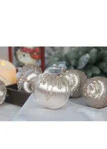 Bola de navidad 8cm hilo brillante envuelto adorno arbol decoracion festiva detalle