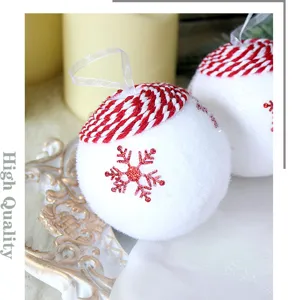 Christmas tree hanging ornaments white flocked glitter snowflake ball holiday party decoration
