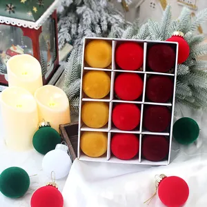 Vlokken Kerstballen PET Fluweel Textuur Kerstboom Hangende Decoraties Festival Feest Home Decor Veelkleurige Ornamenten