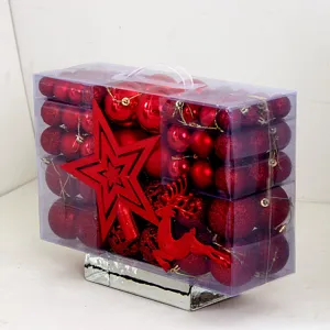 102 Stücke rote Christbaumkugeln Set mit Aufbewahrungsbox Weihnachtsbaum Dekoration