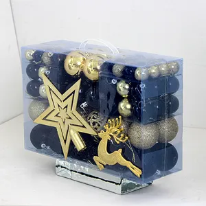 102 Stücke Weihnachtsbaumkugeln Set mit Baumspitze Hirsch PVC Box Mehrfarbig Deko