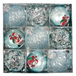 8cm 9stk blaue weihnachtskugeln set christbaumschmuck deko kugeln fuer weihnachtsbaum