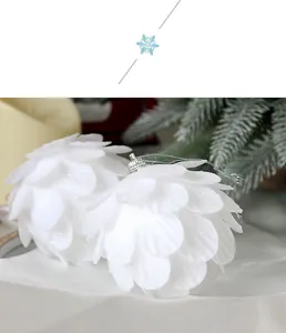 White glitter petal Christmas ball ornament 8cm tree hanging decor perfect detail view
