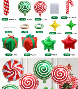 Set di palloncini di Natale rosso verde bastoncino di zucchero decorazione per festa.