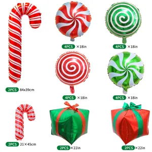 Palloncini in alluminio Natale bastoncino caramella lecca lecca scatola regalo festa