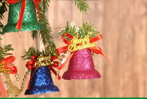 Ornamenti di campane glitterate di Natale decorazioni sospese per l'albero 5cm