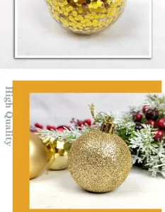 Detailed close-up view of the glittering gold Christmas tree ornament showing surface texture.