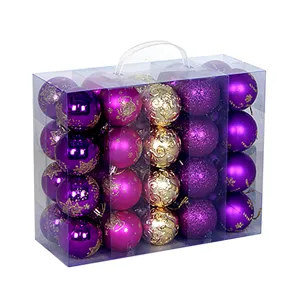 6cm 40Stk Christbaumkugeln Set lila gold Kunststoff Weihnachtskugeln fur Tannenbaum Dekoration