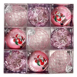 8cm 9Stk Weihnachten Christbaumkugeln Set rosa Dekokugeln Baumanhänger Feiertag Deko