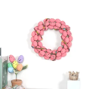 Easter egg wreath pink speckled hanging decoration for spring home holiday party wall decor