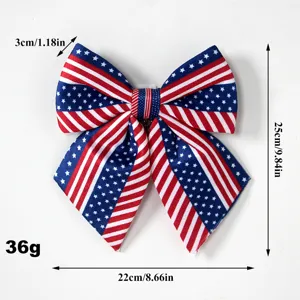 US Independence Day patriotic bow wall hanging American flag flannel holiday decor 25cm