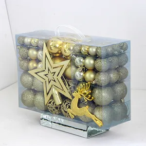 102 Stk. Christbaumkugeln Set mit Sternspitze im klaren PVC Aufbewahrungsbox.
