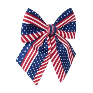 American flag hair bow patriotic red white and blue stars and stripes bowknot main view