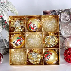 Weihnachtskugeln Kunststoff Galvanisiert Weihnachtsmann Schneeflocke Bedruckt Hängende Ornamente Boxed Festival Dekoration Für Baum Haus Party