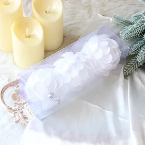 White petal Christmas balls 8cm set, hanging ornaments for holiday tree and festive decor.