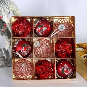 8cm 9Stk Weihnachten Christbaumkugeln Set Rot Gold Tannenbaum Deko im Geschenkkarton