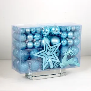 102 stueck blaue weihnachtskugeln set christbaumschmuck mit klarem pvc aufbewahrungsbox