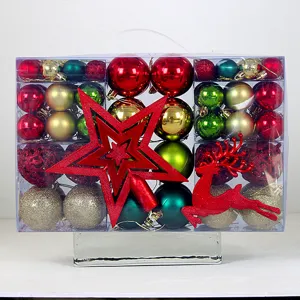 102-Teiliges Mehrfarbiges Weihnachtskugeln Set Für Weihnachtsbaum Deko Kunststoff Galvanisierte Hängende Kugeln Mit Stern Und Rentier
