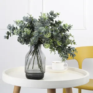 Ramo Singolo di Eucalipto Artificiale Finta Pianta Verde per Interni Casa Matrimonio Festa Composizione Floreale Decorazione