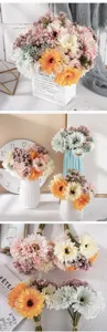 Ramo de gerberas artificiales flores falsas para decoración del hogar sala de estar.