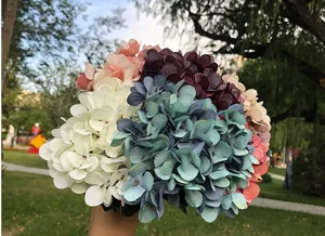 Artificial autumn hydrangea bouquet multi-color silk flowers for wedding home decor