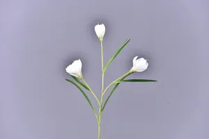 Artificial crocus flower branch white blooms green stem home wedding table decor
