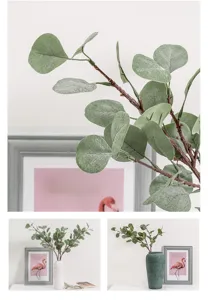 Artificial eucalyptus leaves faux green plant branch for modern home interior decoration