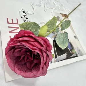 Artificial Austin rose single stem fake flower for home decor wedding arrangement