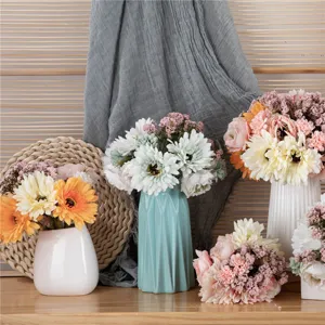 Ramo de flores artificiales gerbera flores falsas decoración hogar sala de estar jarrones