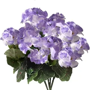 Künstliche Geraniensilk Blumenstrauß, violette Deko für Hochzeit, Heim und Party.