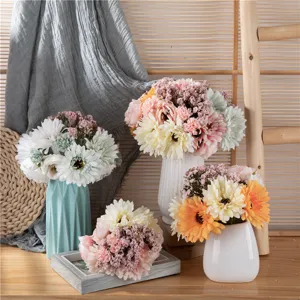 Ramo de flores artificiales gerbera flores falsas de seda para decoracion hogar.