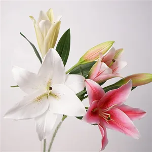 Artificial lily flower detail shot, lifelike floral arrangement for home decor and display.