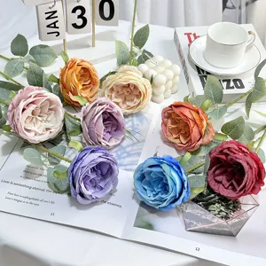 Single artificial Austin rose flower for home decor, wedding floral arrangement and table display.