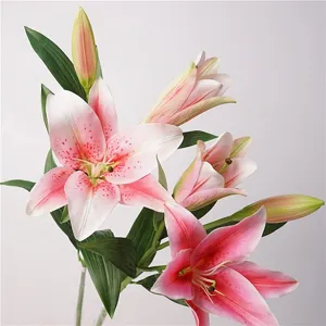 Artificial moisturizing large lily flower detail shot for home desktop decoration and floral photography.