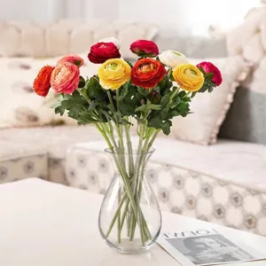 Künstlicher Beflockter Ranunkel Blumenstrauß Set Simulation Seide Blumen Bouquet Heim Wohnzimmer Tisch Dekor Ornament