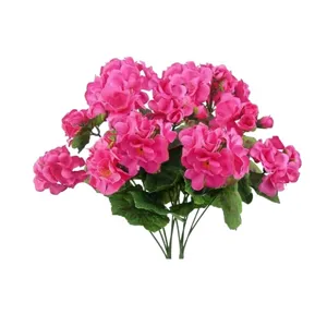 Künstlicher Pelargonien Blumenstrauß in Pink Seidenblumen für Hochzeitsdeko Party Raumgestaltung
