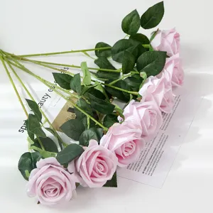 Fausse rose rose unique branche pour la Saint-Valentin mariage fête décoration de maison