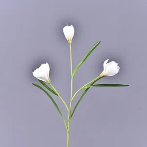 Artificial white crocus flower single stem fake floral for home wedding party decor