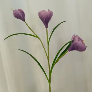 Artificial purple crocus flower stem fake floral decoration for home wedding party table decor