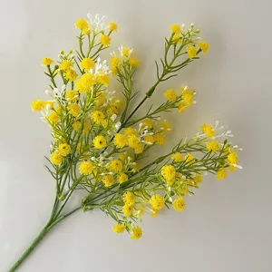 Artificial gypsophila fake flower branch for home decor and wedding party, main product shot.