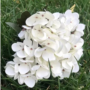 Artificial white hydrangea silk flowers bunch for wedding home decor floral arrangement