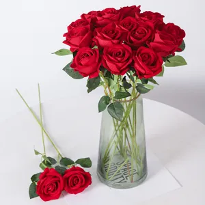 Bouquet de roses rouges artificielles fleurs fausses pour mariage décoration maison cadeau