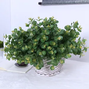 Artificial eucalyptus potted plant fake green money leaf plant for home indoor decor.