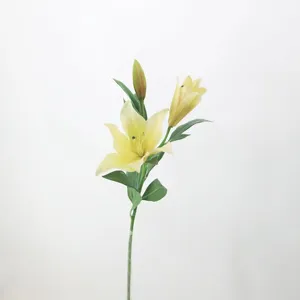 Artificial lily flower detail shot, realistic floral stem for home decor and party styling.