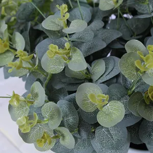 Artificial eucalyptus potted plant green leaves indoor home decor fake botanical main view