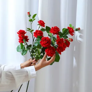 Artificial flannel rose bouquet for wedding decoration, romantic Valentine's day fake flowers