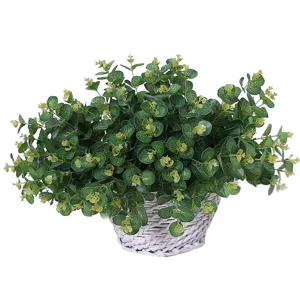 Artificial eucalyptus potted plant green leaves faux plant for indoor home decoration