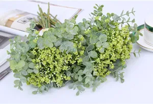 Artificial Eucalyptus Gypsophila Bouquet Fake Greenery Plants For Home Wedding Decor